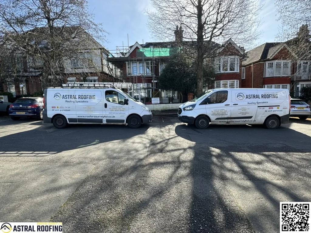 Astral Roofing and Building Ltd branded van in Surrey